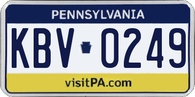 PA license plate KBV0249