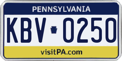 PA license plate KBV0250
