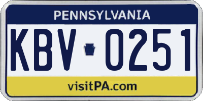 PA license plate KBV0251