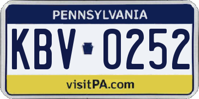 PA license plate KBV0252