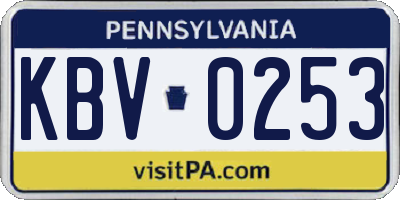 PA license plate KBV0253