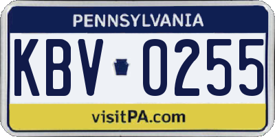 PA license plate KBV0255