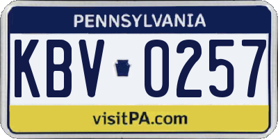PA license plate KBV0257