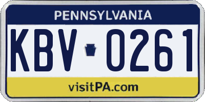 PA license plate KBV0261