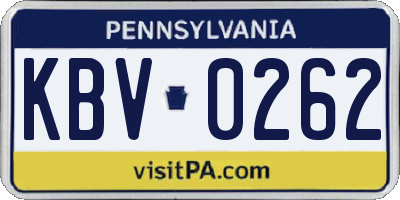 PA license plate KBV0262
