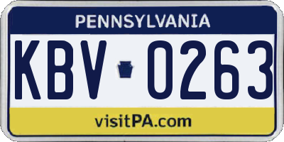 PA license plate KBV0263