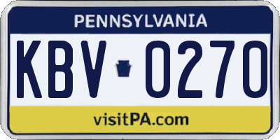 PA license plate KBV0270