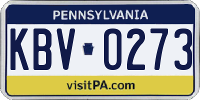 PA license plate KBV0273
