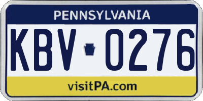 PA license plate KBV0276