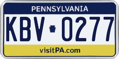 PA license plate KBV0277