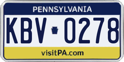 PA license plate KBV0278