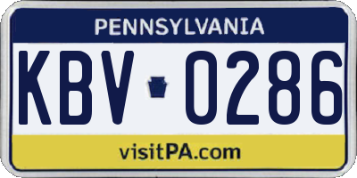 PA license plate KBV0286