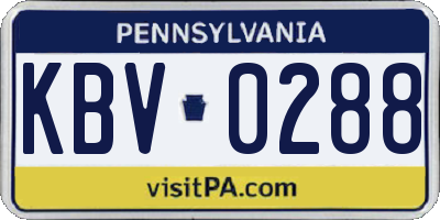 PA license plate KBV0288