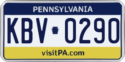 PA license plate KBV0290