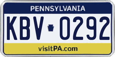 PA license plate KBV0292