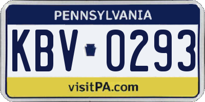 PA license plate KBV0293