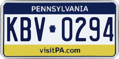 PA license plate KBV0294