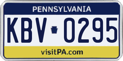 PA license plate KBV0295