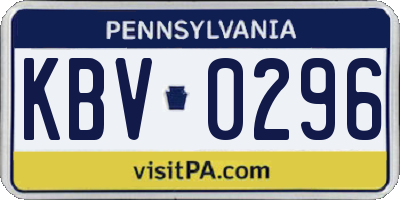 PA license plate KBV0296