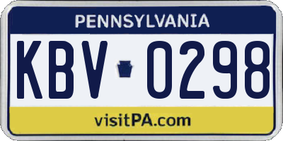 PA license plate KBV0298
