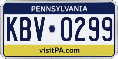 PA license plate KBV0299