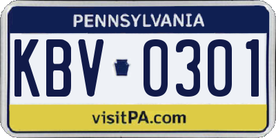 PA license plate KBV0301