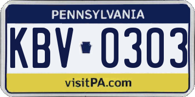 PA license plate KBV0303