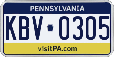 PA license plate KBV0305