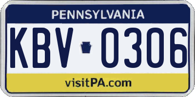 PA license plate KBV0306