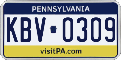 PA license plate KBV0309