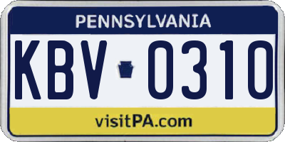 PA license plate KBV0310