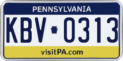 PA license plate KBV0313