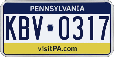 PA license plate KBV0317