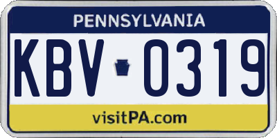 PA license plate KBV0319
