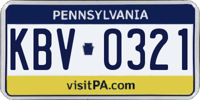 PA license plate KBV0321