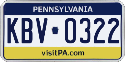 PA license plate KBV0322
