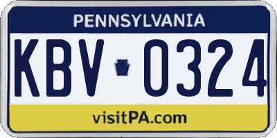 PA license plate KBV0324