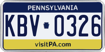 PA license plate KBV0326