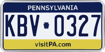 PA license plate KBV0327
