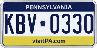 PA license plate KBV0330