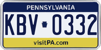 PA license plate KBV0332