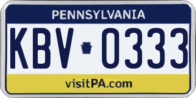 PA license plate KBV0333
