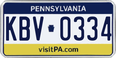 PA license plate KBV0334