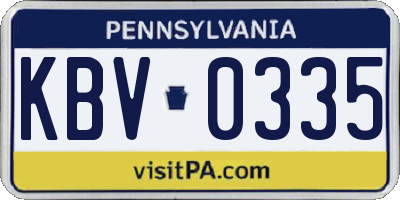 PA license plate KBV0335