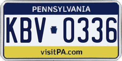 PA license plate KBV0336