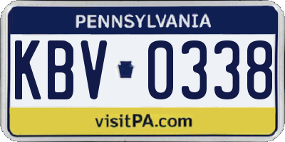 PA license plate KBV0338