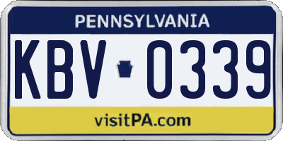 PA license plate KBV0339