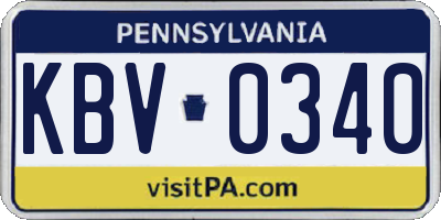 PA license plate KBV0340