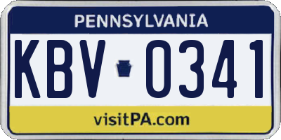 PA license plate KBV0341