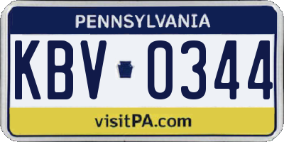 PA license plate KBV0344